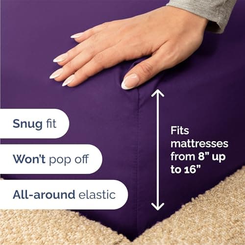 Queen 6 Piece Sheet Set - Comfy Breathable & Cooling - Ultra Soft Hotel Luxury Bedding Set w/ 8-16 Inch Deep Pockets - 1 Flat & 1 Fitted Sheet & 4 Pillowcases - Cozy, Wrinkle Free & Easy Care - Purple — view 2