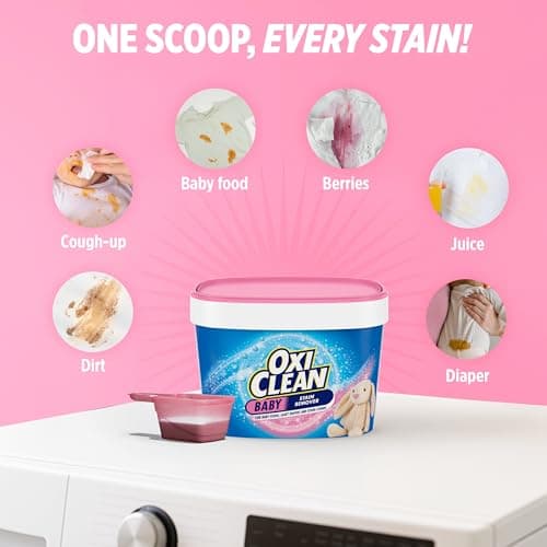OxiClean All-Purpose Baby Enzyme Stain Remover Powder for Cloth Diapers, Bedding, Blankets, and Upholstery - Colour Safe, Chlorine Bleach, Fragrance Free, 1.36 kg — view 5