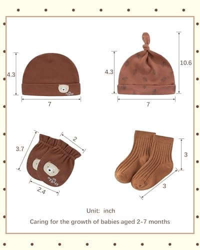 ZAVBABY Baby Boy Hats Mittens and Socks Set Cotton Newborn Girl Hat Glove 0-6 Month