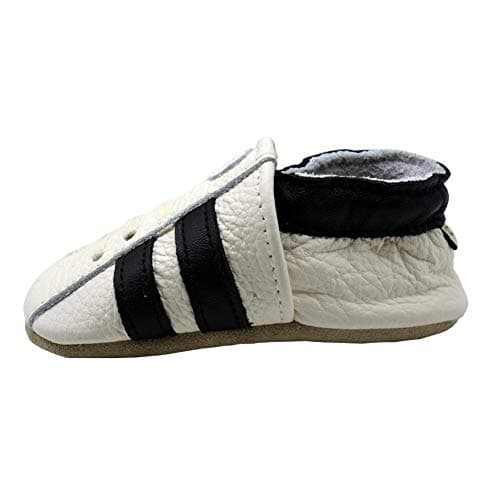 iEvolve Baby Leather Shoes Soft First Walker Shoes Crib Shoes Moccasins for Toddlers(White Sneaker, 12-18 Months) — view 2