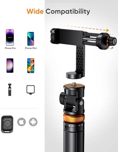 EUCOS 62" Phone Tripod, Tripod for iPhone & Selfie Stick with Remote — view 3