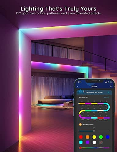 Govee RGBIC Strip Lights, Smart LED Lights for Home Decor, Bluetooth Lights APP Control, DIY Multiple Colors on One Line, Color Changing LED Strip Lighting Music Sync, 16.4ft for Bedroom Decor — view 4