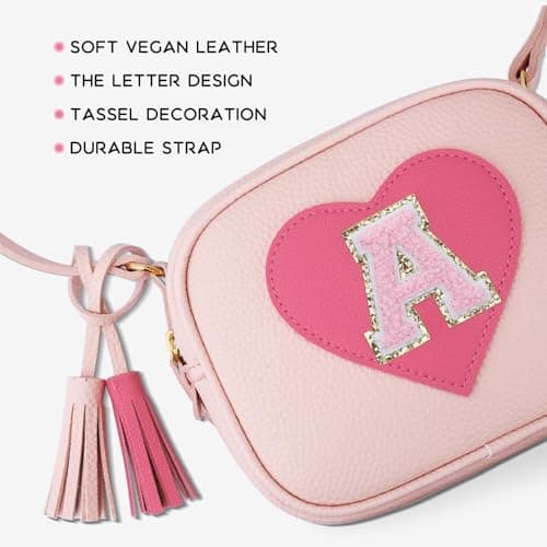 KKXIU Kids Purse Toddler Gifts for Girls and Women Vegan Leather Crossbody Bag with Tassel, A, Cute — view 4