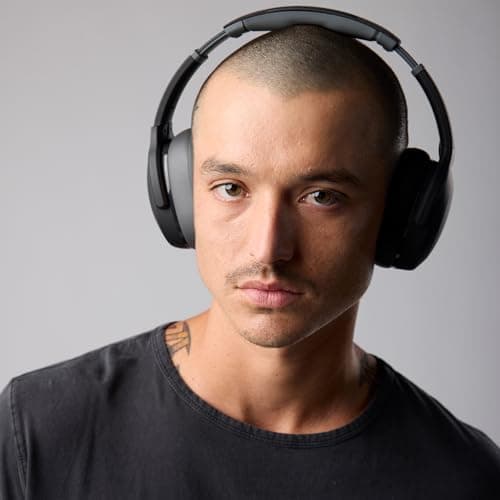 Skullcandy Crusher Evo Wireless Bluetooth Headphones with Multi-Sensory Bass, Noise Isolating Over-Ear Fit, Up to 40 Hours Battery, Microphone for iPhone Android - Asphalt — view 3