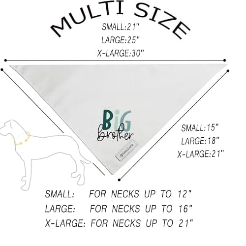 Realeaf Big Brother Dog Bandanas Pet Scarf for Medium and Large Dogs New Baby Announcement Pet Accessories Pregnancy Reveal Ideas (Big Brother, Large)