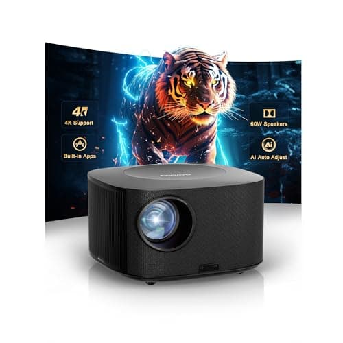 Outdoor-Projector-4K with WiFi and Bluetooth:[3500 Bright/60W Dolby Audio/Official Licensed Apps],Smart-Projector with AI Auto Focus,ONOAYO ONO5Pro 2.0 Movie Projector for Indoor/Outdoor 2026New