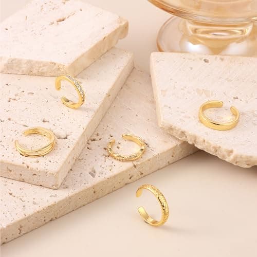 SONNYX 18K Gold Plated Gold Toe Rings for Women Adjustable Silver Toe Rings Foot Jewelry for Summer Beach Gold — view 4