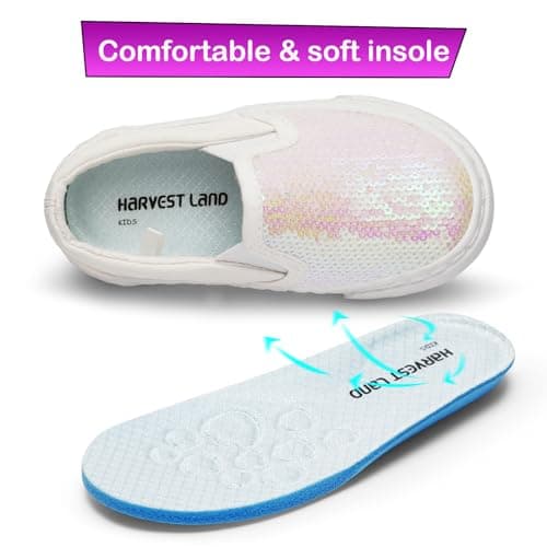 Harvest Land Toddler Slip-On Canvas Sneakers for Girls and Boys, Casual Kids Shoes - Lightweight, Breathable Glitter/White Size US12 — view 4