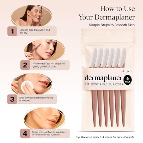 Kitsch Dermaplane Razor for Women Face – Face Razors for Women & Men, Eye Brow Razors & Face Shaver – Exfoliating Facial Razor & Dermaplaner as Skin Care Tool for Smoother Skin - Terracotta, 12 pcs — view 6