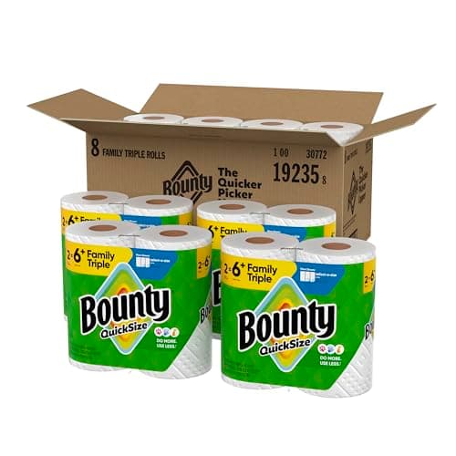 Bounty Quick-Size Paper Towels, White, 8 Family Triple Rolls = 27 Regular Rolls — view 9
