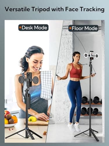 USKEYVISION Auto Face Tracking Tripod for Smartphones,70"Cell Phone Tripod w/LED Light,Selfie Stick for iPhone w/Remote Control,Phone Holder Video Recording for YouTube, TikTok Live-Streaming(UTK-02) — view 3