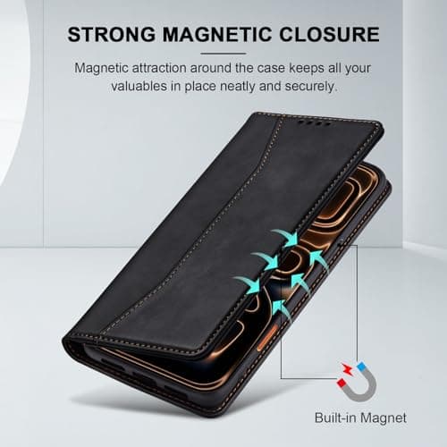 Jasonyu Flip Wallet Case for iPhone 17 Pro Max,Leather Magnetic Folio Cover with Card Holder,Kickstand - TPU Shockproof Durable Protective Phone Case,Black — view 2