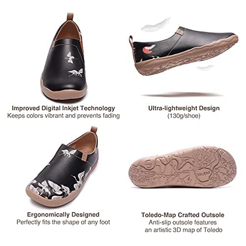 UIN Women's Walking Travel Shoes Slip On Microfiber Leather Casual Loafers Lightweight Comfort Fashion Sneaker Crane in Dark (8) — view 5