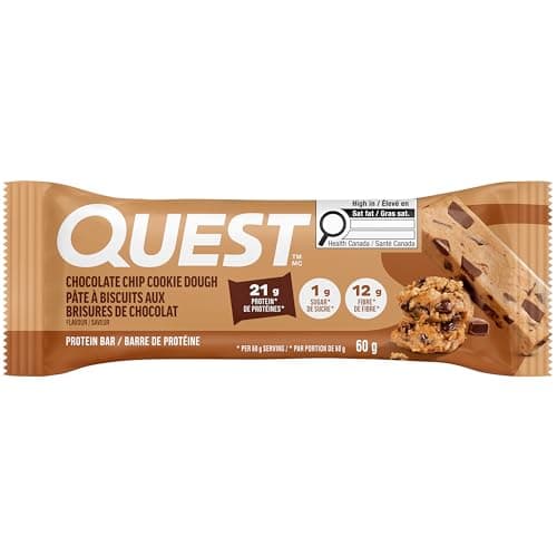Quest Nutrition Chocolate Chip Cookie Dough Flavour Protein Bar, High Protein, High Fibre, Low Sugar, Keto Friendly, 21g Protein, 1g Sugar, 12ct — view 3