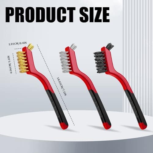 HQRNYP 6 PCS Wire Brush Set, Car Cleaning Kit, Nylon/Brass/Stainless Steel Bristles with Curved Handle Grip, Car Accessories Wash Kit for Cleaning Welding Slag, Rust and Paint Scrubbing (6PCS)