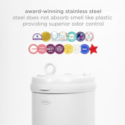 Ubbi Steel Diaper Pail, Odor Locking, No Special Bag Required, Award-Winning, Registry Must-Have, White — view 5