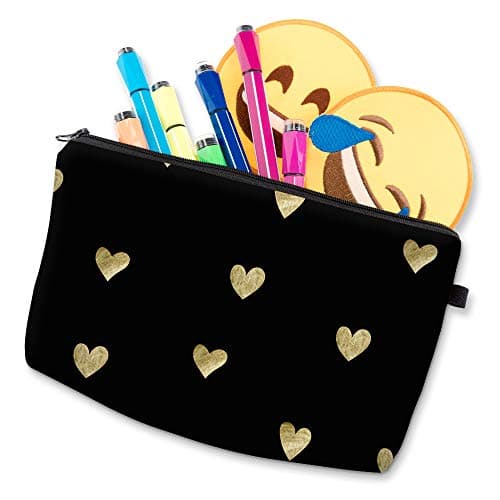 LOOMILOO Cosmetic Bag for Women, Adorable Roomy Makeup Bags Travel Water Resistant Toiletry Bag Accessories Organizer Liama Gifts (Hearts 51356) — view 4