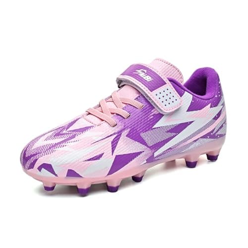 Irtaru Boys Girls Soccer Cleats Kids Soccer Shoes for Little/Big Kid Outdoor Indoor Firm Trainning Ground Athletic 10 Toddler Pink
