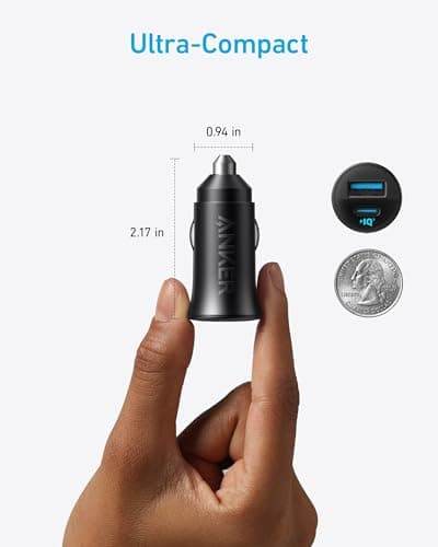 Anker USB-C Car Charger, 30W 2-Port Type-C Car Adapter, iPhone Car Charger with Power IQ 3.0, for iPhone 17/16/15/14/13 Series, Samsung Galaxy S25/S24/S23/S22/S21 Series, iPad Pro, AirPods, and More — view 2