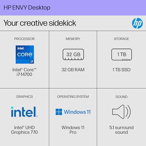 HP Envy Desktop PC, Intel Core i7-14700, 32 GB RAM, 1 TB SSD, UHD Graphics 770, Windows 11 Pro, TE01-5002 (2024) — view 2