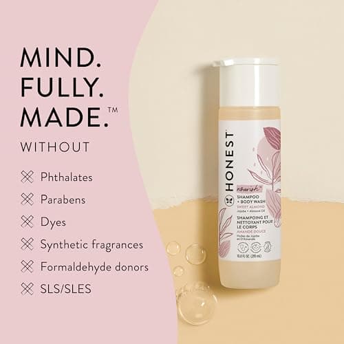 The Honest Company 2-in-1 Cleansing Shampoo Body Wash Gentle for Baby, Naturally Derived Tear-free Hypoallergenic Sweet Almond Nourish 10 fl oz — view 4