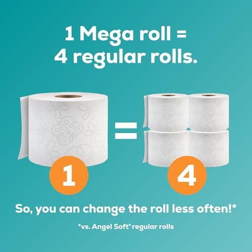 Angel Soft Toilet Paper, 18 Mega Rolls = 72 Regular Rolls, Soft and Strong Toilet Tissue — view 2