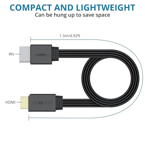 AUTOUTLET Wii to HDMI Converter 1080P 5ft/150cm for Full HD Device, Adapter with HDMI male cable Output Compatible with Wii & Wii U, HDTV, Monitor-Supports Alli Display Modes 720P — view 4