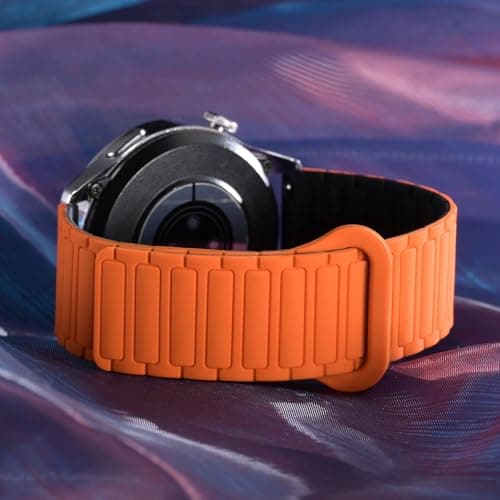 WOCCI 20mm Magnetic Silicone Watch Band, Tactile Ridged Texture, Quick Release (Orange+Black) — view 8