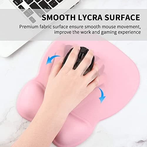 EooCoo Ergonomic Mouse Pad with Wrist Support, Mousepad with Memory Foam Wrist Rest and Non-Slip Base for Computer, Cafe, Home & Office, 9.64 x 8.26 in Office Desk Accessories, Pink — view 4