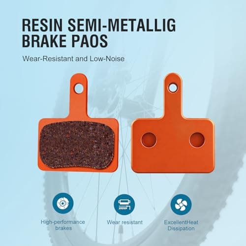 SkyStage 4 PCS Bike Brake Pads, Disc Brake Pads (Resin,Semi-Metallic) for Mountain Bike Disc Brakes, Bicycle Brake Pads Compatible with TRP Tektro Shimano Deore Br Ebike Brake Pads (4 PCS-Orange) — view 3