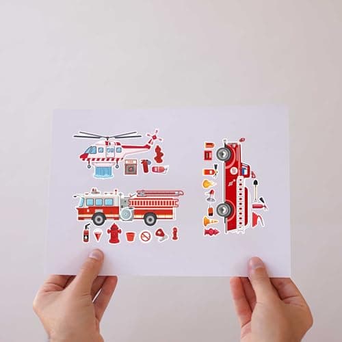 24 Sheets Make Your Own Fire Truck Sticker Make A Face Stickers for Kids Toddlers DIY Craft Car Stickers Kids Party Favor Supplies Reward Educational Toy — view 5