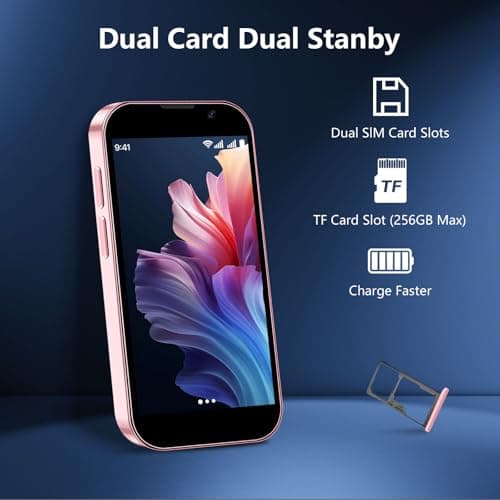 BLKE AIR Mini Phone 3.0" HD Touch Screen Mini Smartphone World's Smallest Unlocked Android Compact Mobile Phone for Kids & Students Cell Phone wih GPS Dual SIM Face ID 2GB+16GB Pink — view 5