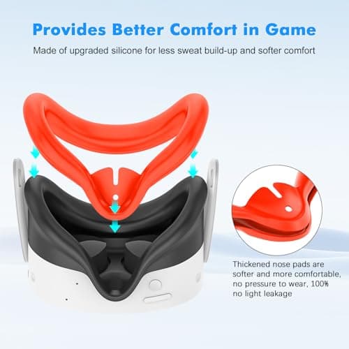 Rechale Silicone Cover Set Compatible with Oculus/Meta Quest 3S, VR Accessories for Meta Quest 3S, Protective Cover Set Includes Controller Grip Cover, Face Cover, VR Shell Cover (Red) — view 4
