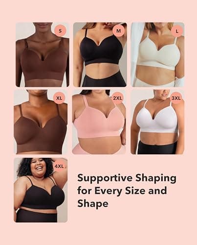 SHAPERMINT Seamless Wireless Bras for Women Full Support - Comfortable Bralette with Lift - No Underwire Soutien Gorge Femme - Plus Size Push Up Bra Black — view 5