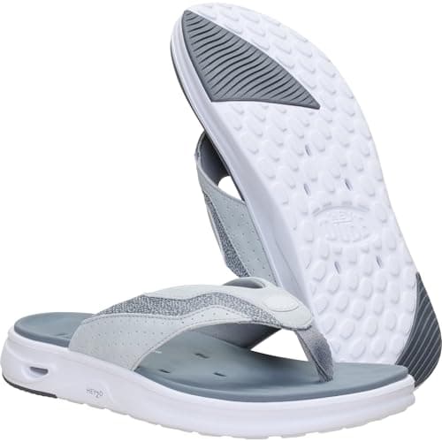 HEYDUDE Men's Hey2O Flip Flop Mesh Sandal, White/Grey Size 11 | Water Friendly Flip Flops with Drainage Outsole and Quick Dry Upper — view 3