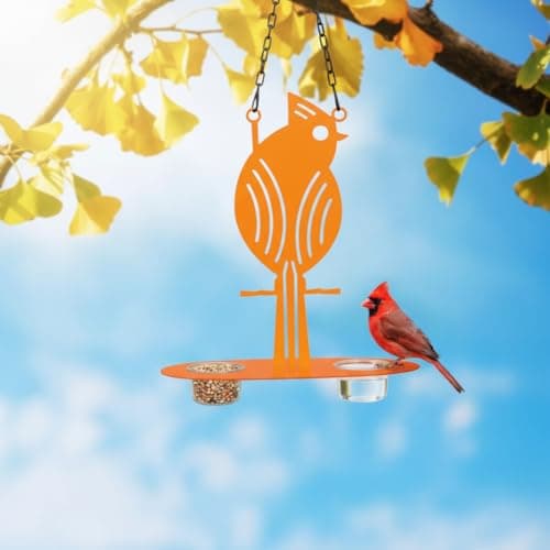 Double Ring Outdoors Hanging Oriole Feeders with Fruit Holder, 2 Clear Bowls for Jelly & Mealworms, Easy to Fill & Clean Metal Bird Feeder for Garden Backyard Decor to Attract and Hummingb — view 2
