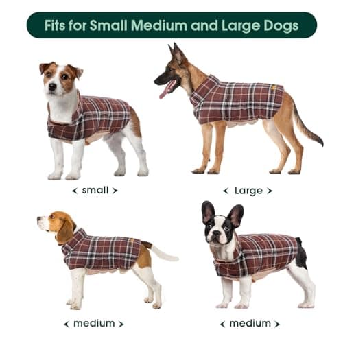 Kuoser Waterproof Dog Coat, Reversible Dog Jacket for Large Dogs, Adjustable Durable Doggie Winter Coat for Groowing Puppies Warm Puppy Cold Weather Apparel, Brown M — view 4