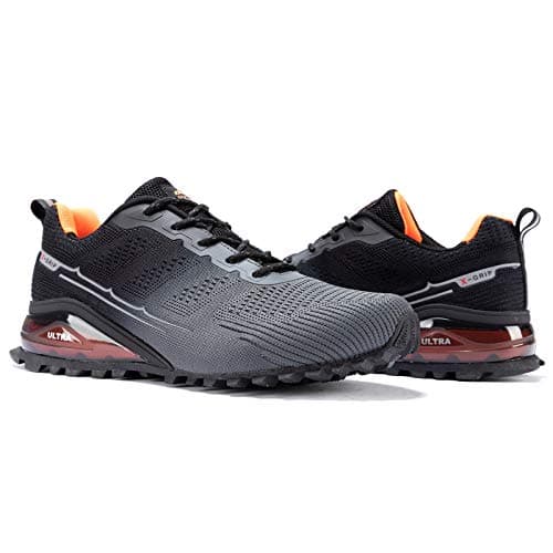 Kricely Men's Trail Running Shoes Fashion Hiking Sneakers for Men Tennis Cross Training Shoe Gray Non-Slip Walking Footwear Size 10 — view 3