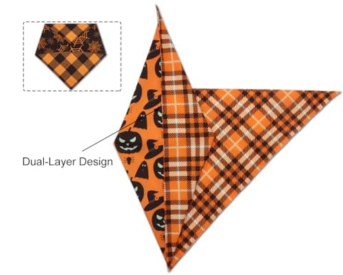 CozyHaus Fall Dog Bandanas 2PCS Halloween Pumpkin Spider Web Large Dogs — view 3