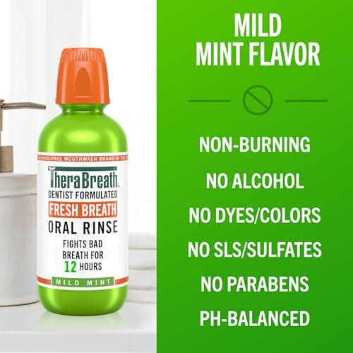 TheraBreath Fresh Breath Mouthwash, Mild Mint Flavor, Alcohol-Free, 16 Fl Oz (2-Pack) — view 4