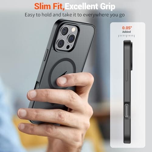 SUPFINE Magnetic for iPhone 16 Pro Max Case with Screen Protector (Compatible with MagSafe)(Military Grade Drop Protection) Translucent Matte Phone Cover,Black — view 6