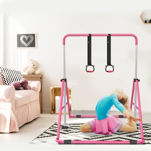 RINREA Gymnastic Bars for Kids with Adjustable Height, Folding Gymnastic Training Kip Bar, Junior Expandable Horizontal Monkey Bar for Home — view 6