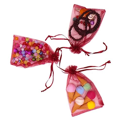 Bezall 100pcs Small Organza Bags 3x4 inch, Burgundy Drawstring Wedding Party Favor Bags Mesh Jewelry Gift Pouches Christmas Candy Bags — view 5