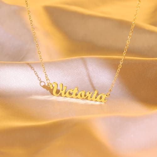 Ldurian Custom Name Necklace, Eva Name Plate Pendant Necklace Pre Gifts, Charm Necklaces Jewelry for Birthday Anniversary — view 4