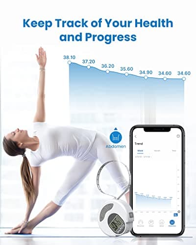 RENPHO Body Measuring Tape, Bluetooth Smart Tape Measure with Lock Hook & Retractable Function, Accurate Body Fat Measurement Device for Weight Loss, Muscle Gain, Fitness Bodybuilding, 60in /150cm — view 5