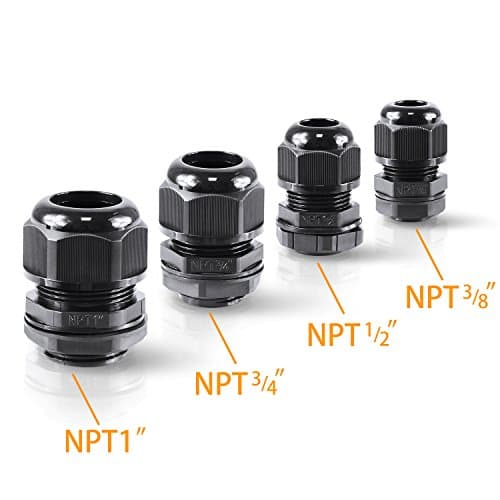 XHF 2 Pcs 3/4" IP68 Strain Relief Nylon Cord Grip NPT Cable Glands Adjustable UL Listed and RoHS Compliant (Black) — view 5