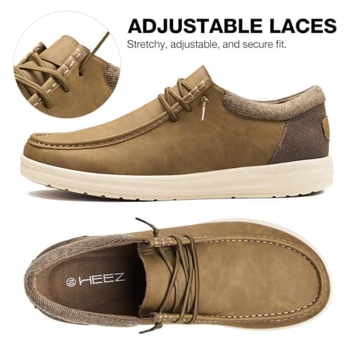 HEEZ Men's Slip On Loafers, Wide Toe Comfortable Casual Shoes for Men Lightweight, Leather Loafer Shoes for Everyday Office Work Travel — view 3