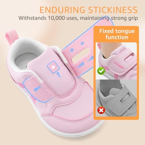 STQ KIDS Toddler Girls Barefoot Wide Toe Box Sneakers Casual Walking Tennis Shoes Soft Preschool Comfortable Running Durable Cute Water Pink Toddler Size 7 — view 7