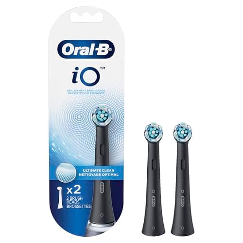 Oral-B iO Genuine Ultimate Clean Replacement Brush Heads, Black, 2ct Refills, 6 Month Supply, Compatible Exclusively with Oral-B iO Electric Toothbrushes, Not Compatible with any Other Series Including: Pro, Vitality, Smart, or Genius