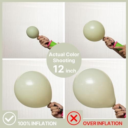 PartyWoo Sage Green Balloons 100pcs 12 Inch Boho Dusty Olive Green Latex Balloons for Birthday Baby Shower Graduation Engagement Wedding Dinosaur Jungle Golf Football Theme Party Decorations Green-F32 — view 3